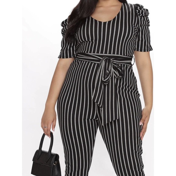 Setting An Example Puff Sleeve Romper - Black/combo - Picture 2 of 7
